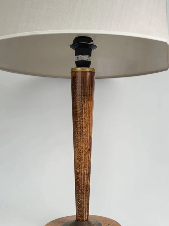 Unilux Design Mazda Lamp 1960s – Table lamps, Wood, Cotton, Vintage (photo 3 of 10)