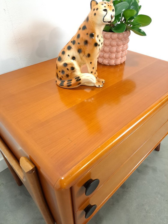 Image 1 of Commode en teck avec poignées en métal noir, meuble TV