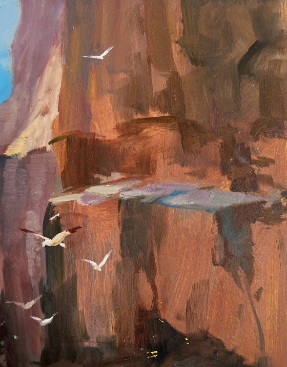 Image 1 of Original Oil Painting Coastal Rock Landscape Sailing towards a dream