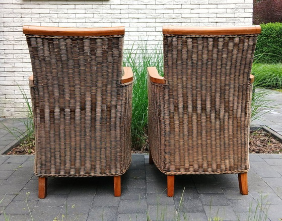 Image 1 of 2x  jaren '20 handvervaardigde rotan fauteuils