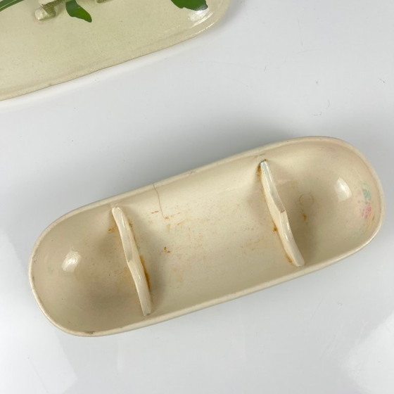 Image 1 of Toilet/zeepbakje van Sarreguemines, art nouveau-stijl, eind 19e - begin 20e eeuw