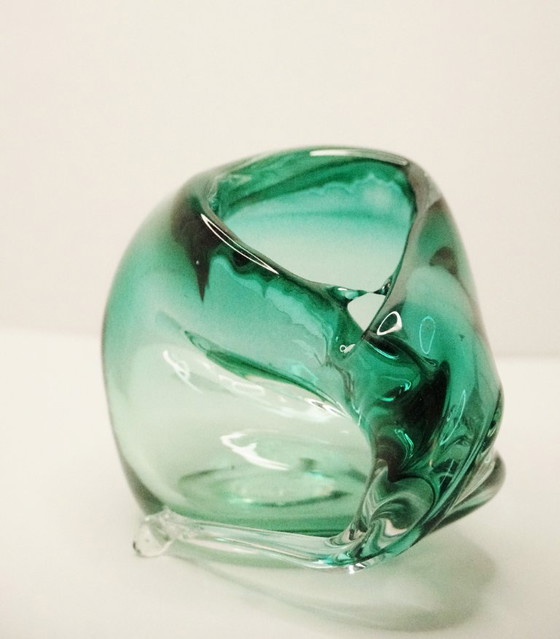 Image 1 of Prachtige smaragdgroene Murano glazen schaal