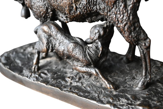 Image 1 of Pierre-Jules Mêne (1810-1879 )Bronze, The ewe and her lamb, with provenance