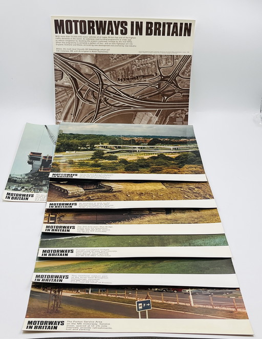 Set of 8 cardboard photos "Motorways in Britain"