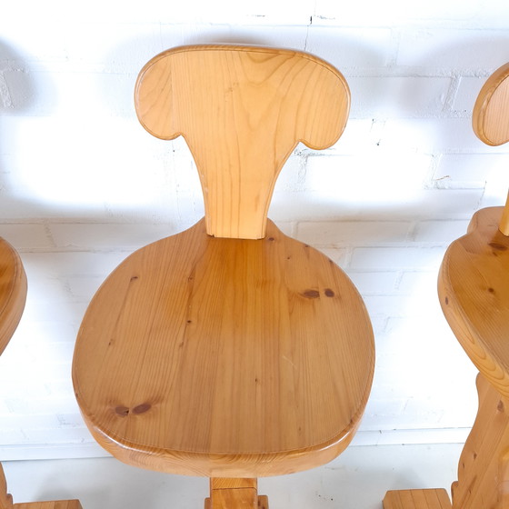 Image 1 of 3x vintage barkruk hout brutalist