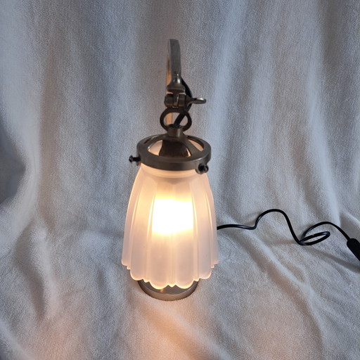 Art Deco Desk Lamp With Frosted Glass Tulip - 1930s Style