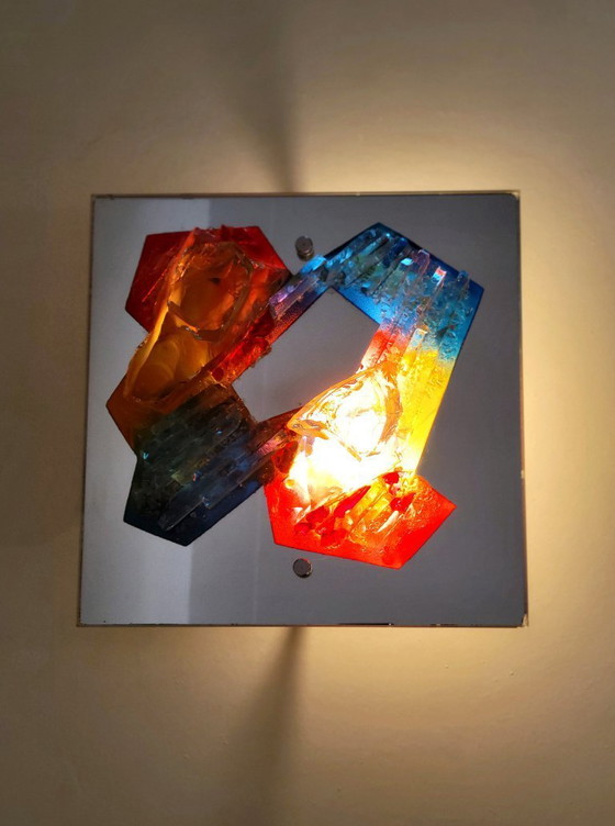 Image 1 of Vintage Brutalist broken glass wall lamp 1971