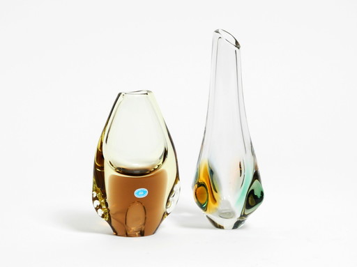 Deux magnifiques vases en cristal des années 1960 par Miroslav Klinger pour Bohemia Glass - Made in Czech