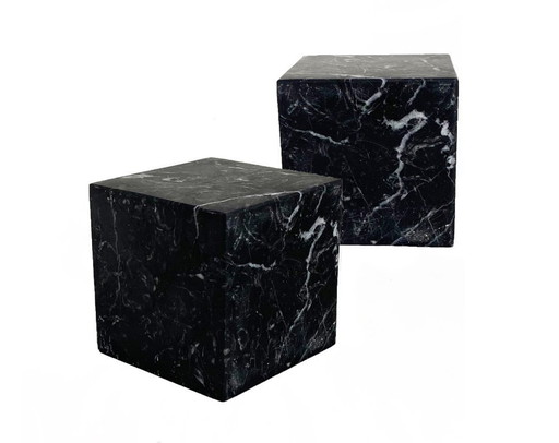2 black Marquina marble bookstands