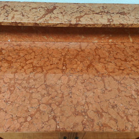 Image 1 of Cassettiera antica vintage, mobile da bagno con piano in marmo