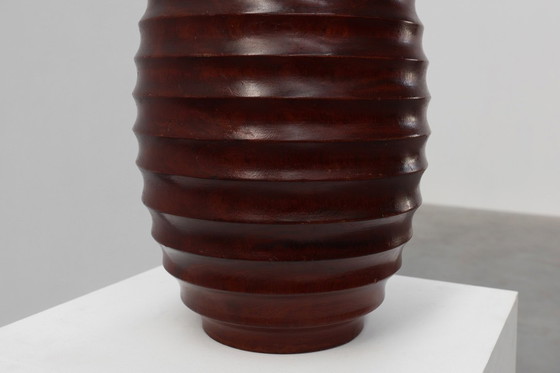 Image 1 of Grote Franse gedraaide houten vaas in Art Deco stijl, ca. 1925