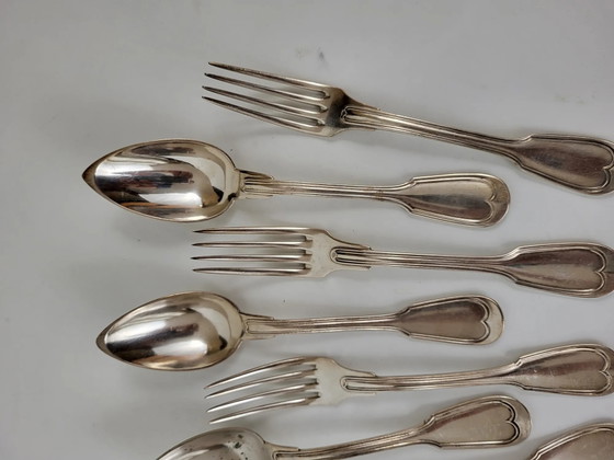 12 zilverkleurige metalen bestekdelen, mesh model – Besteksets (photo 5 of 11)