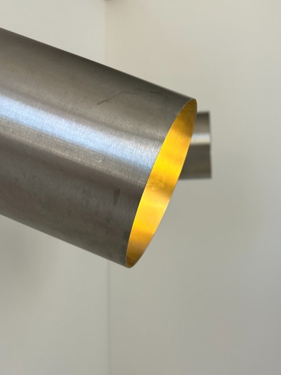 Image 1 of Een paar vintage verstelbare wandlampen, geborsteld metaal, Frankrijk, 1970