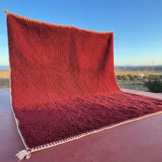 Grand Tapis Marocain en Laine 400 × 300 cm – Rouge Bordeaux (photo 6 of 9)