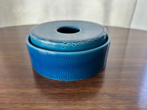 Image 1 of blauwe keramische asbak, 1970