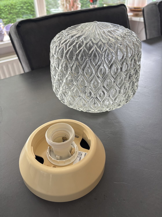 Image 1 of Plafonnier vintage en verre / lampe de plafond en verre