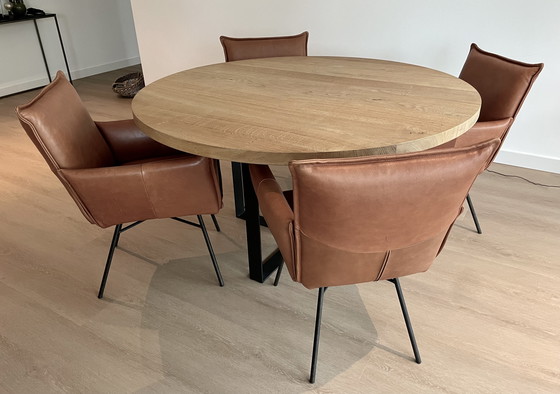 Image 1 of Jess Design Dining Table Round 145 Cm Solid Oak Leaf