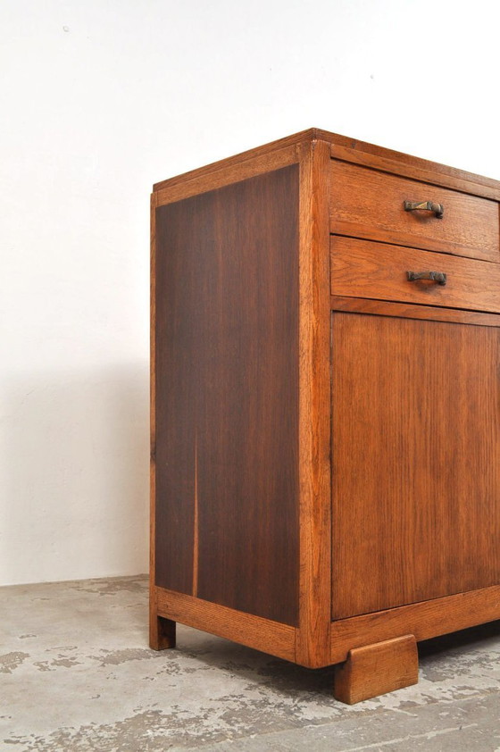 Image 1 of Art deco kast in eiken met vitrine, 1920s