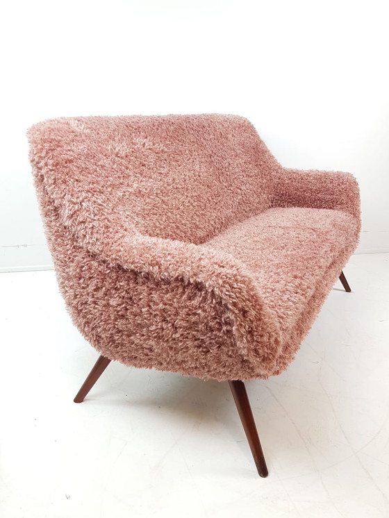 Image 1 of Vintage bank nieuw gestoffeerd roze doodle bank