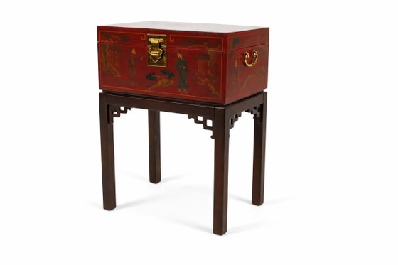 Image 1 of Drexel Heritage Chinoiserie vintage - Metà secolo - Lacca rossa