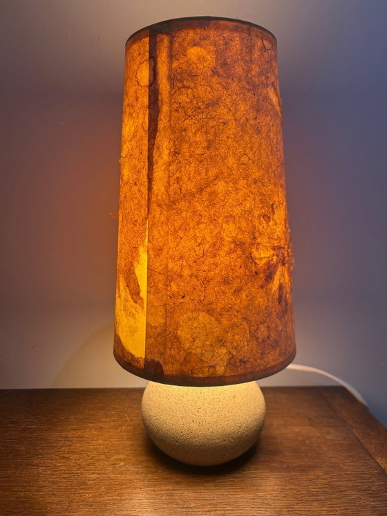 Image 1 of Stone lamp with a dried flower lampshade, 1970