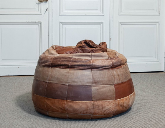 Image 1 of Otomana de retazos de cuero De Sede de los años 70