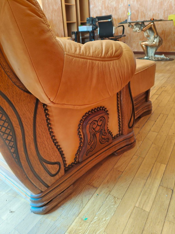 Divano in stile Art Nouveau di origine olandese – Taller artesano holandés, Divani angolari, Leather, Metal (photo 9 of 22)