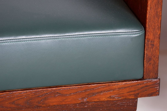 Pair Of Restored Art Deco Armchairs, by F. And H. Gessner, Oak, Czech, 1920s – Leather, Wood (photo 7 of 9)
