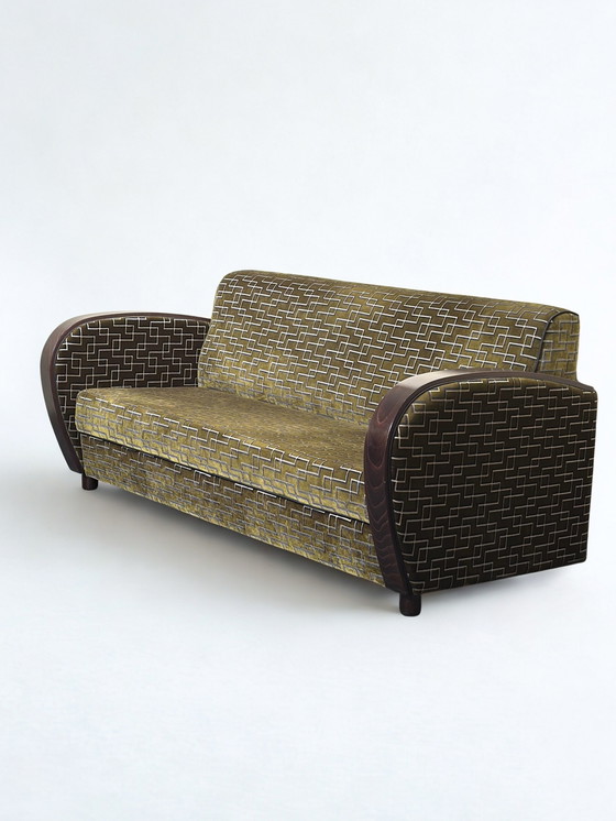 Image 1 of Art-déco-Sofa Bankgrüner Samt