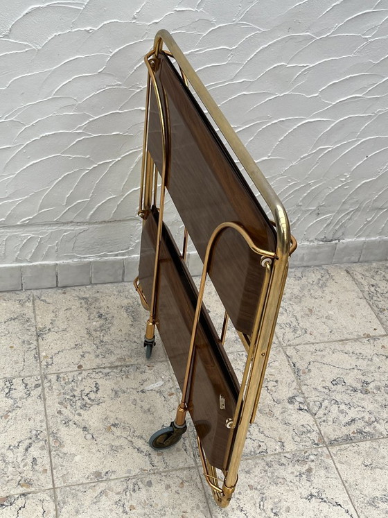 Vintage Vergulde Gerlinol Opvouwbare Serveerwagen – Bremshey, Metaal (photo 13 of 14)
