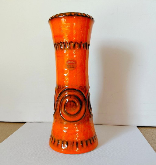Vintage Jasba Keramik Vase, mit Spiralrelief WGP 1970er Jahre – vazen, Ceramic