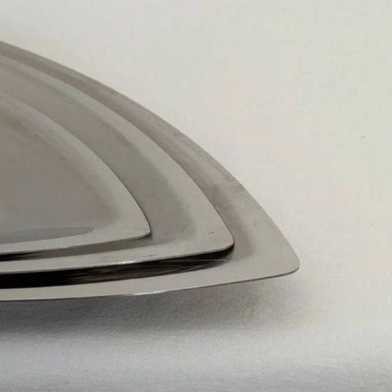 Image 1 of Piatti da portata francesi in acciaio inox 'Cosmos' di Guy Degrenne (set di 3)