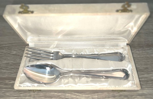 Silver-plated Metal Box/Case 2 Cutlery 60 Vintage DIXI Hallmark