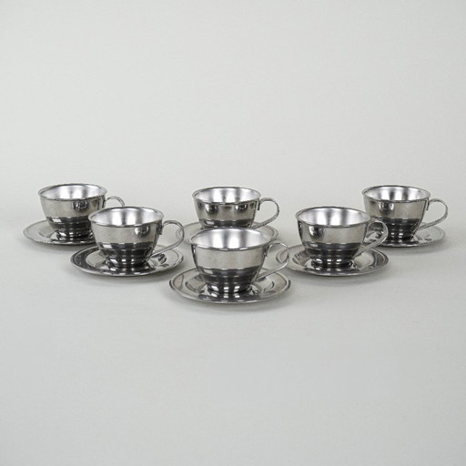 Set di tazze in acciaio inox, design italiano, anni '80, produzione: Italia