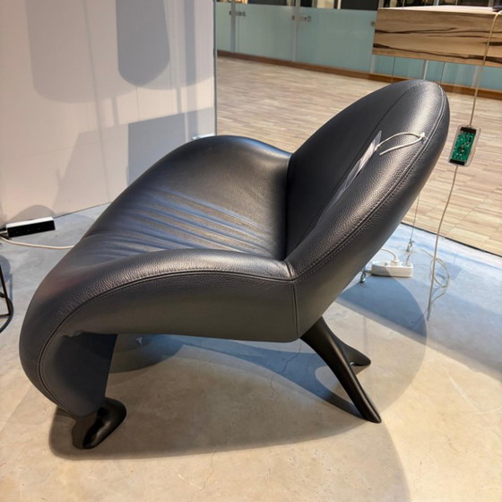 Leolux Papageno Sessel, Leder, Blau, Modern (Foto 3 von 5)