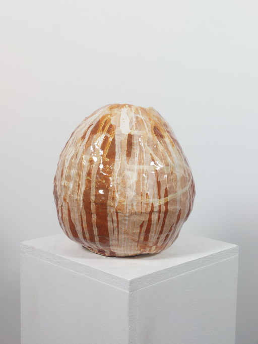 Vaso in ceramica smaltata a flusso d'artista d'epoca