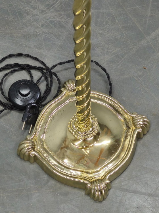 Image 1 of Lampada da terra italiana Art Déco in ottone con globo in vetro, anni '30