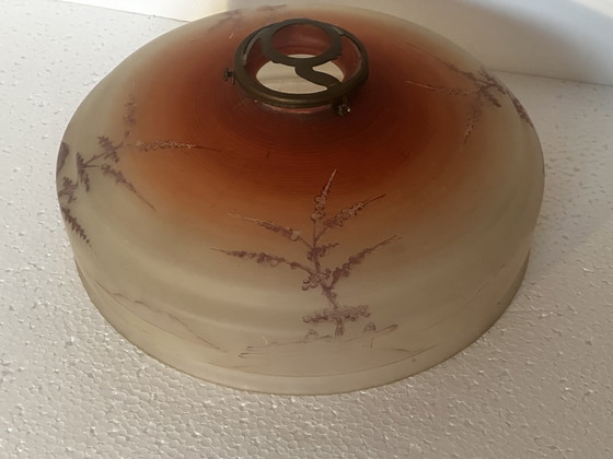 Image 1 of Plafonnier Vintage en Verre Sablé - Années 50