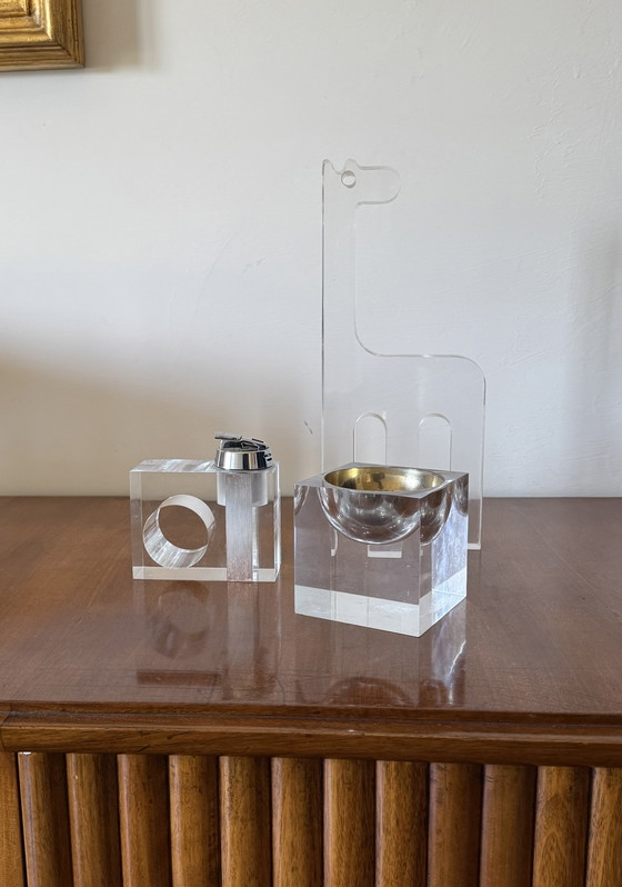 Image 1 of Silvio Russo, Lucite Giraffe Sculpture, Guzzini Italy 1970s