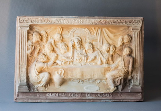 Image 1 of Bajorrelieve última cena de Jesús. Jesús última cena. Relieve última cena. Cuadro última cena.  Última cena bajorrelieve.