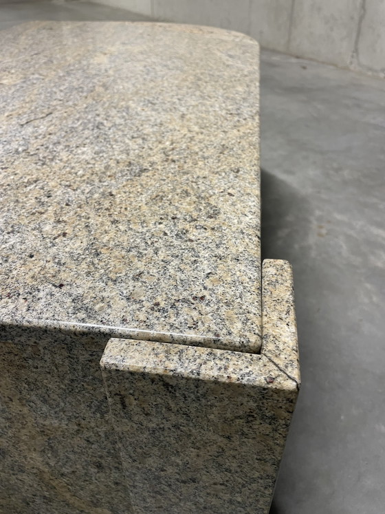 Image 1 of Teardrop-shaped marble coffee table with side table