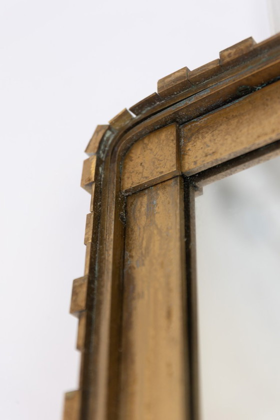 Paire de grands miroirs en laiton doré et patiné. Contemporains. – Brass (photo 5 of 7)