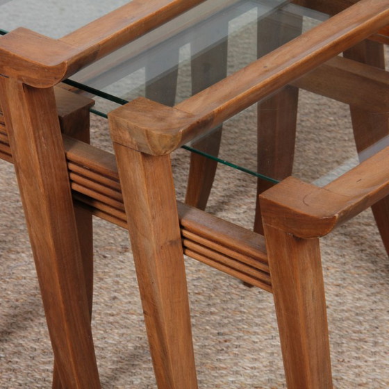 Set van 3 notenhouten nesttafels van Maxime Old, circa 1940 – Salontafels, Wood (photo 7 of 9)