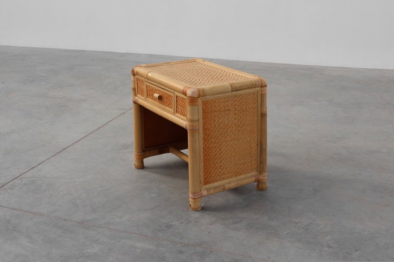 Image 1 of Cómoda o mesilla de noche italiana de bambú y mimbre de los años 70