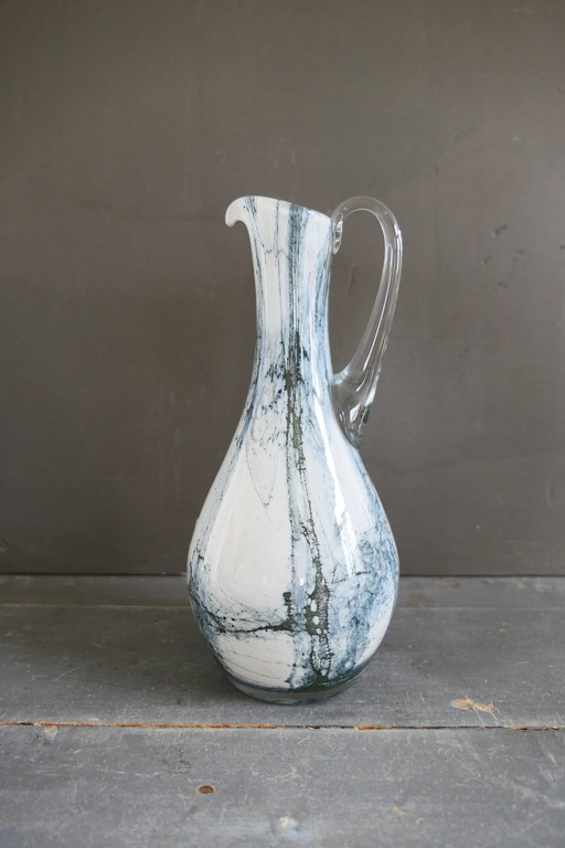 Vase Vintage en verre Blanc Gris