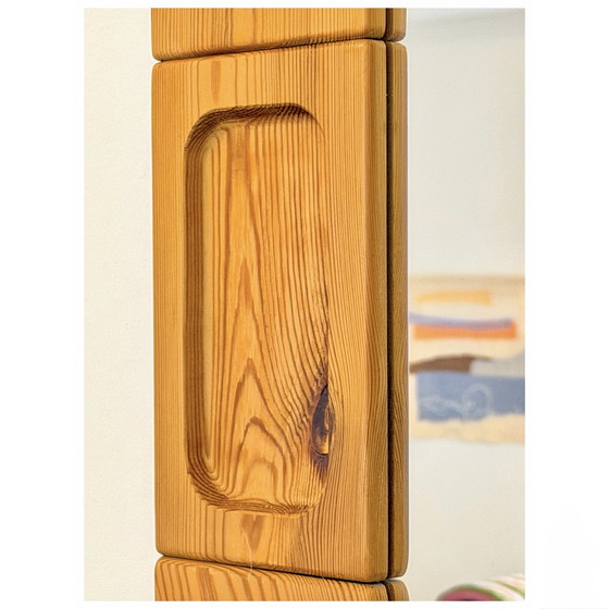 Specchio ovale vintage XL in stile brutalista scandinavo, in legno di pino, Danimarca, anni '70. – Glass (photo 6 of 11)
