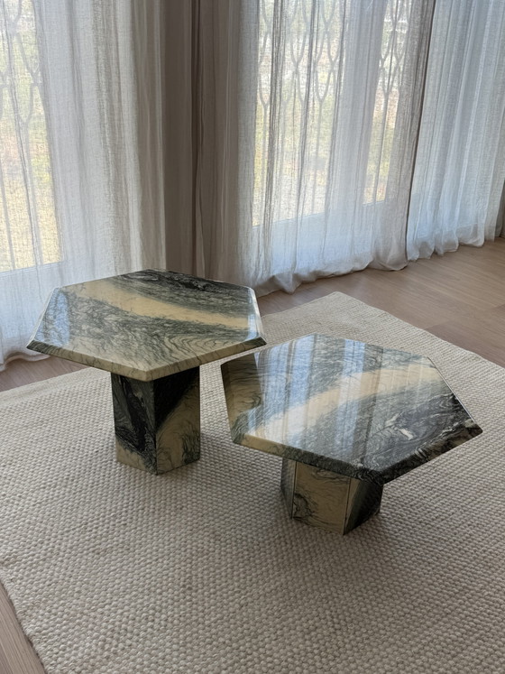 Vintage Marmeren Salontafel Set – Marble (photo 9 of 12)