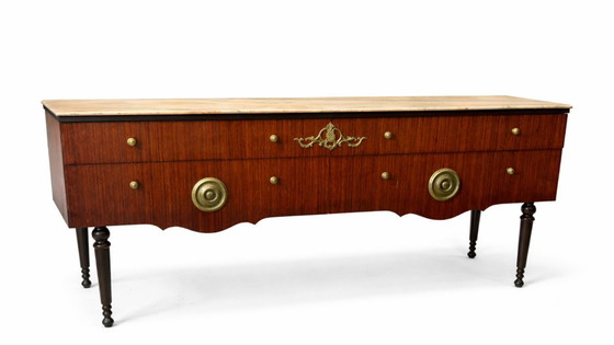 Image 1 of Buffet/commode italien du milieu du XXe siècle avec plateau en marbre