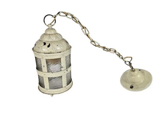 Image 1 of Lanterna - lampada a sospensione - vetro - metallo - rame - Scuola di Amsterdam - anni '50