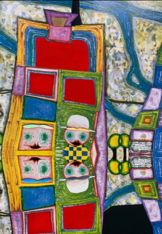 Image 1 of Friedensreich Hundertwasser: "Cinese tropicale". Litografia offset in cornice da galleria con vetro acrilico antirifle